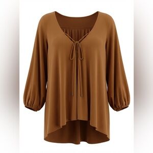 FP BEACH FREE PEOPLE WOMENS STRAPPY V NECK ASYMMETRICAL BLOUSE SIZE M RUST